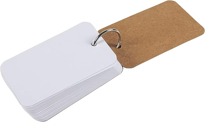 Blank Flash Cards - Notecards with Ring - Portable Mini Flashcards for Studying - Heavy 250 GSM Index Cards - Pack of 8, 400 Count, 2.2 x 3.5 in, White
