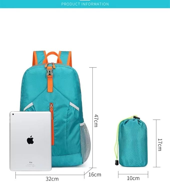 Travel lightweight foldable backpack hiking backpack splash proof compact travel backpack day pack (peacock green), middle
