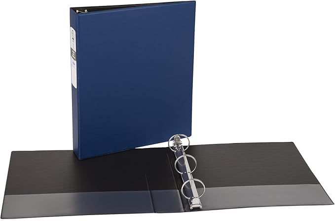 Avery Standard 3 Ring Binder, 1.5" Round Rings, 275-Sheet Capacity, 2.1 Inch Wide Spine, 1 Blue Binder, Ideal for Lightweight Organization and Occasional Referencing (03400)