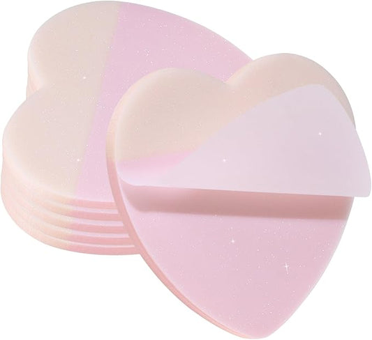 ONLYKXY Glitter Heart Shape Transparent Sticky Notes for Annotating,2.8in Pastel Color Waterproof Index Sticker Self-Stick Book Tabs Soft PET Marker Memo Pad for Home School Office (6, Pink)