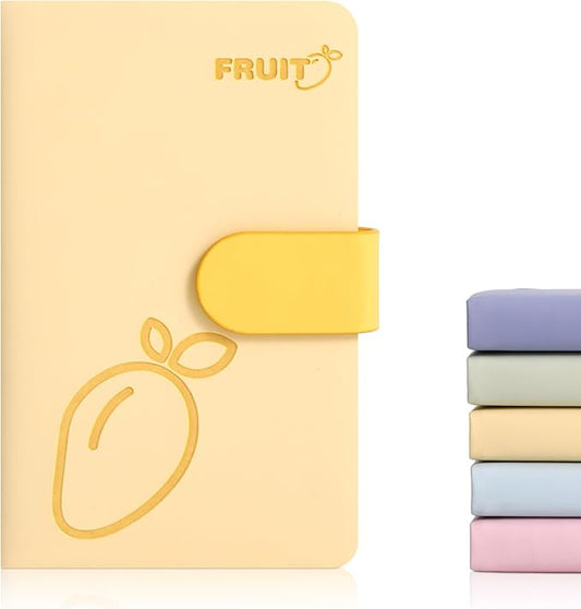 BOBO RABBIT Blank Journal Small Pocket Leather Notebook No Lines for Drawing Plain Sketch Book Cute Cartoon Fruit Mango Unlined Journal for Travel Work School, 200 Pages, 3.7"X5.9"
