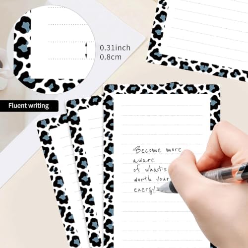2 Pack Lined Sticky Notes 4x6 in, Cute Self-Stick Notepads with Lines, Large Memo Pads Strong Adhesive for Office, Home Black Grey Leopard