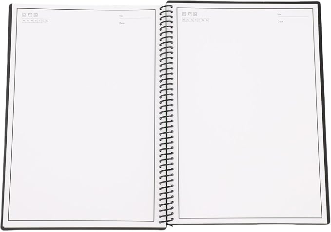 LICAEVEY Reusable Whiteboard Notebook, 180x255mm, 30 Sheets Smart Notepad, Black, Lined and Dotted Notes Pages, App Connected, Erasable