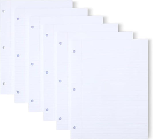 Amazon Basics College Ruled Loose Leaf Binder Paper, 11" x 8.5", 100 Sheets, White, 6-Pack