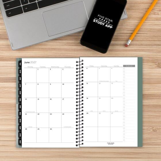 Five Star® Customizable Academic 2026-2027 Weekly Monthly Student Planner Plus Study App, Color May Vary, Small, 5 1/2" x 8 1/2"