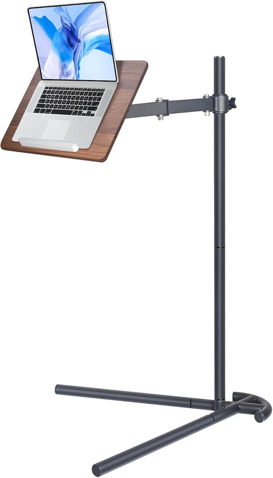 Adjustable Laptop Floor Stand for Bed and Couch, Premium Wood Laptop Tray & Book Stand for Reading, Ergonomic Bed Stand & Book Holder for Tablet/iPad - V-Shaped Base