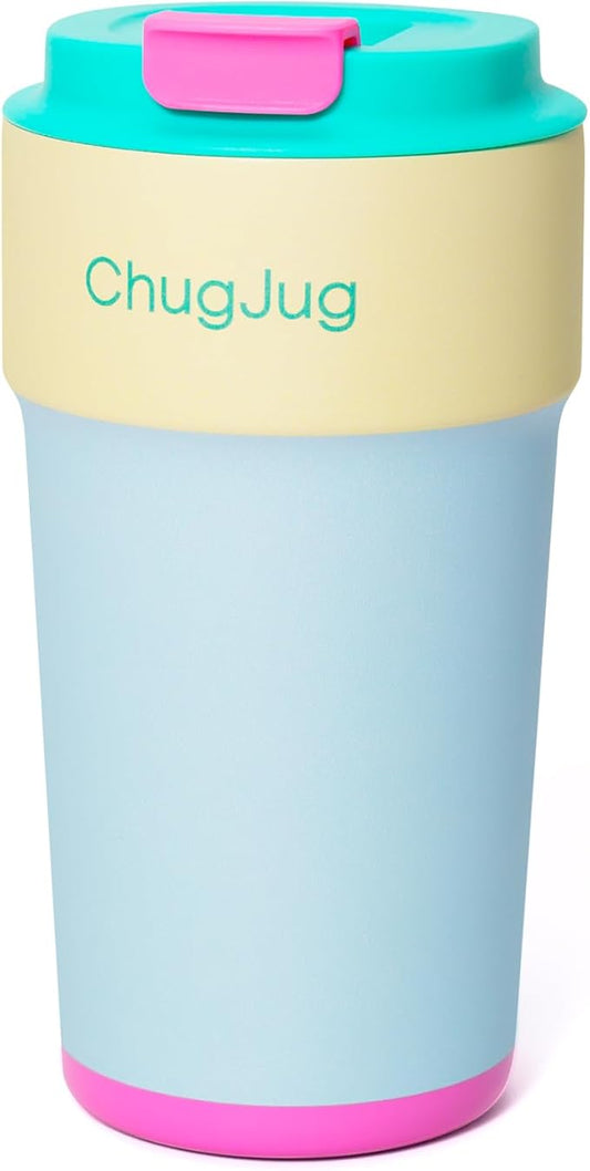 16 oz Travel Coffee Mug with Ceramic Coating, Leak-Proof Vacuum Insulated Coffee Tumbler with Lid, Reusable Double Wall Stainless Steel Travel Cup for Hot& Cold Drinks (Teal)