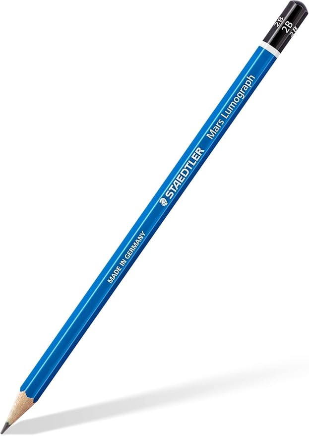 STAEDTLER Mars Lumograph Graphite Artist Sketching Set, 6 Pencils (6B, 4B, 2B, B, HB, 2H), Mini Mars Plastic Eraser, Metal Sharpener