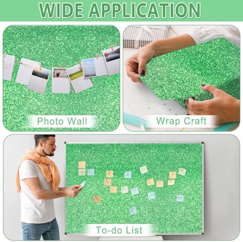 Glitter Green Bulletin Board Roll Non-Woven Fabric Poster 15.7" x 12 Ft