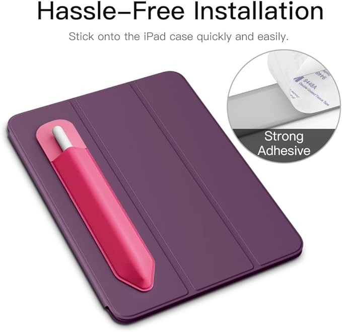 MoKo Pencil Holder Sticker Fit Apple Pencil Pro/ (USB-C)/ 1st/ 2nd Generation, Elastic Pencil Pocket Pouch Adhesive Sleeve Attached to iPad Case for Stylus Pens, 2 Pieces Watermelon Red