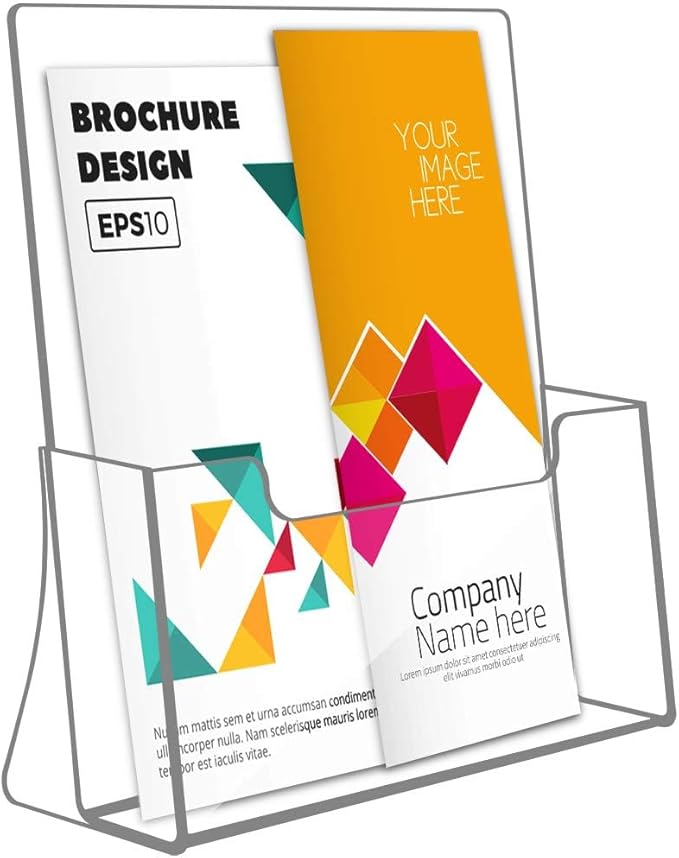NIUBEE Acrylic Brochure Holder 8.5 x 11 inches 2 Pack, Clear Acrylic Literature Holder Plastic Flyer Display Stand, Acrylic Countertop Organizer for Magazine, Pamphlet, Booklets, Menu, Journals