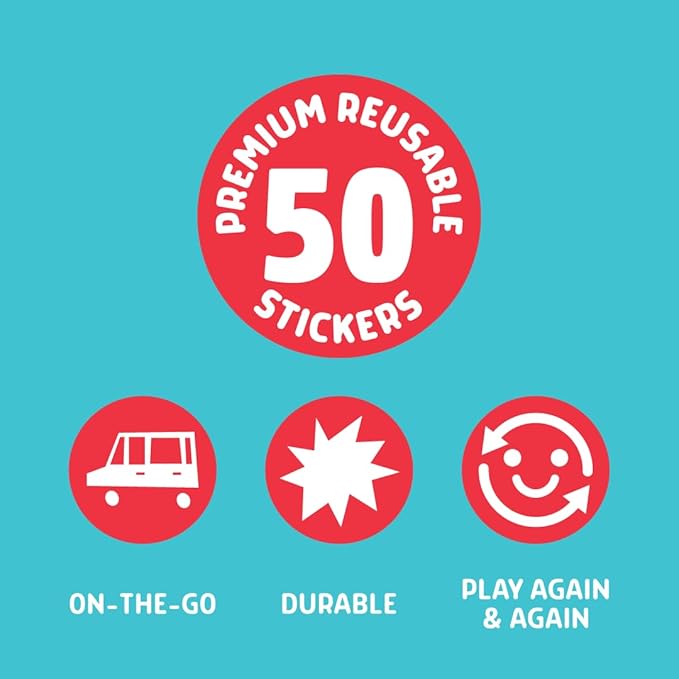 Chuckle & Roar Reusable Sticker Book: Farm – 7 Farm Scenes + 45 Premium Reusable Stickers, Mess-Free Arts & Crafts Travel Activity for Toddlers, Durable On-The-Go Sticker Play Set, Ages 3+