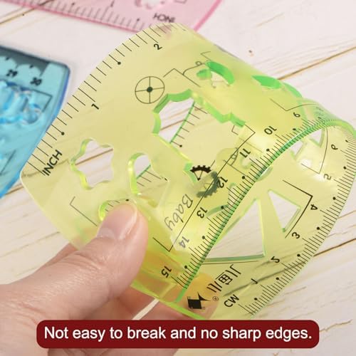 HARFINGTON 2pcs Unbreakable Flexible Rulers 30cm/12" Double Scale Shatterproof Folding Plastic Ruler for Classrooms Home Office, Light Green
