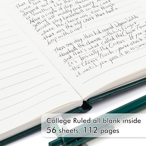 feela 3 Pack Pocket Notebook Journals with 3 Black Pens, A6 Mini Cute Small Journal Notebook Bulk Hardcover College Ruled Notepad with Pen Holder for Office School Supplies, 3.5”x 5.5”, Dark Green