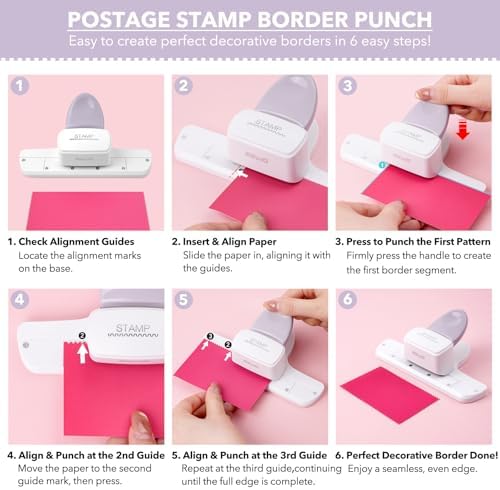 CYFUN DESIGN Stamp Punch - Adjustable Postage Stamps Board Punch, Film Strips Making Punches, Stamp Cutter Hole Puncher, Stamps Shaped Decorative Edge Paper Punches for Scrapbooking Paper Crafts