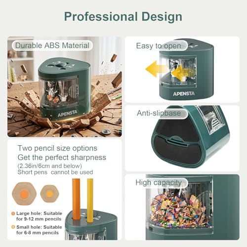 Automatic Electric Pencil Sharpener, Dual Hole, 6-12mm