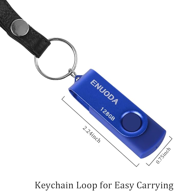 128GB Flash Drive ENUODA Thumb Drive 128GB Swivel Design USB 2.0 Memory Stick Data Storage Jump Drive Pen Drive for Laptop PC Computer (1 Pack, Blue)