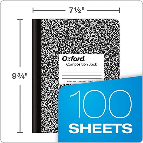 Oxford Composition Notebooks, College Ruled Paper, 9-3/4 x 7-1/2 Inches, 100 Sheets, Black, 6 Count (63767) (Pack of 4)