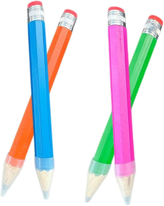 4pcs Colorful Jumbo Pencils Ergonomic Wooden Giant Pencils for Boy Girl Props for Drawing and Writing for Preschoolers and Kindergartens