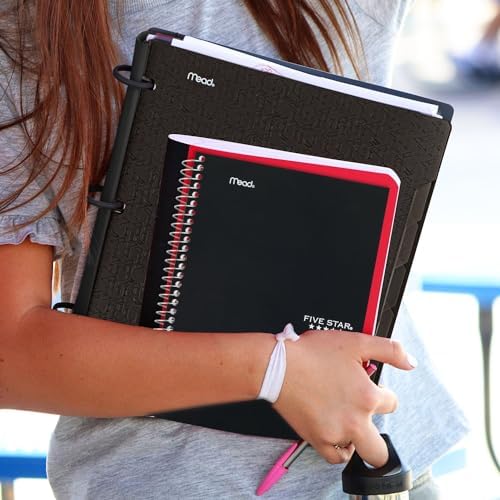 Five Star Spiral Notebook, 2 Subject, College Ruled Paper, 6" x 9-1/2", 80 Sheets, Fights Ink Bleed, Water Resistant Cover, Black (840029AA2-ECM), (Pack of 12)