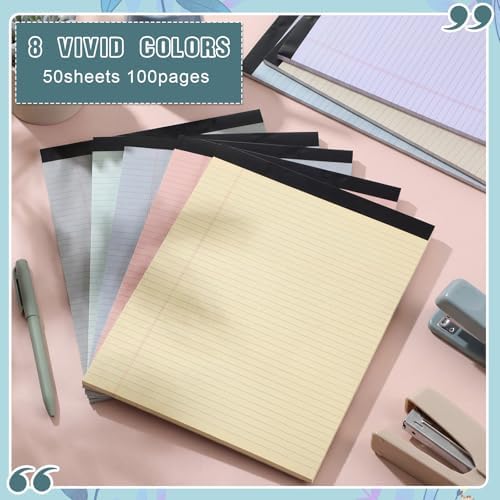 Fuutreo 8 Pcs Legal Pads 8.5 x 11 Colored Note Pads, Aesthetic Color