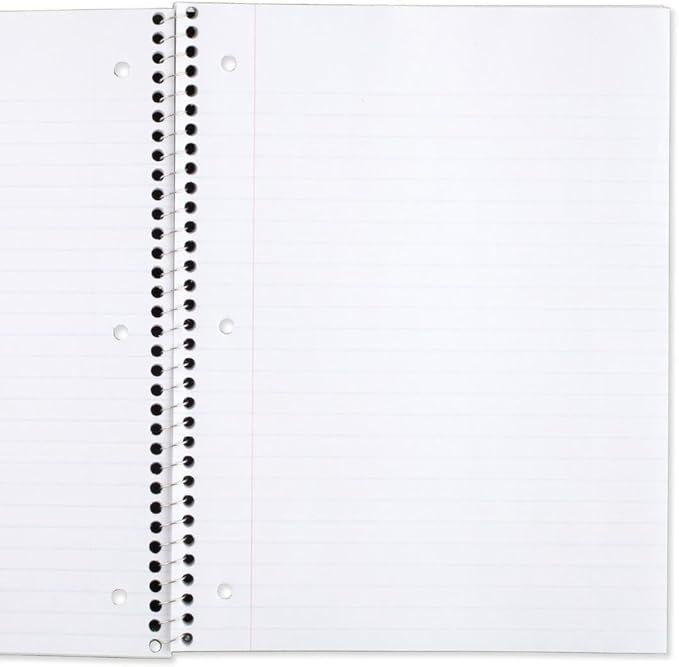 Mead Spiral Notebook, 1 Subject, Wide Ruled Paper, 7-1/2" x 10-1/2", 70 Sheets per Notebook, Colors Will Vary (930201-ECM25) (Pack of 24)