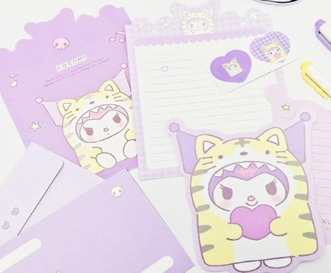 Generic Cute Stationery Writing Paper and Envelopes Set, 8 Letter Papers, 4 Envelopes, and 4 Stickers Included (K)