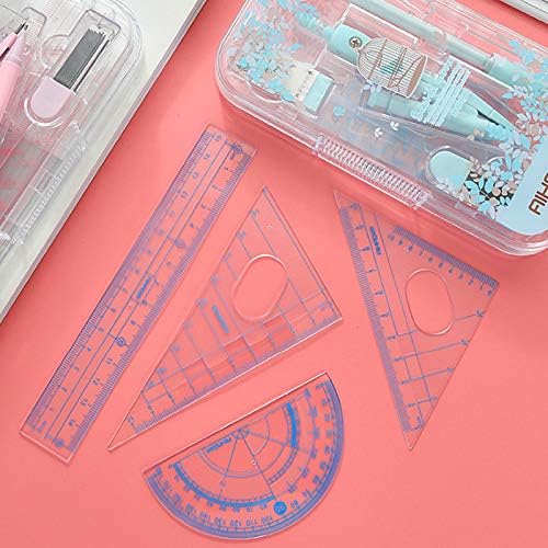 LABANCA 8 Pcs Compass Set with Protractor for Math Geometry Set Drawing Compass, Rulers, Pencil, Eraser Green