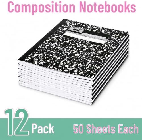 Mr. Pen- Composition Notebooks Bulk, 12 Pack, Wide Ruled, 600 Sheets
