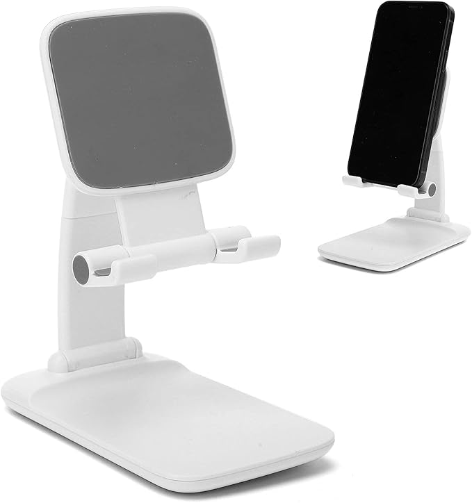ciciglow Adjustable Desktop Mobile Phone Tablet Stand Holder for Webcast Online Meeting (Plastic White)