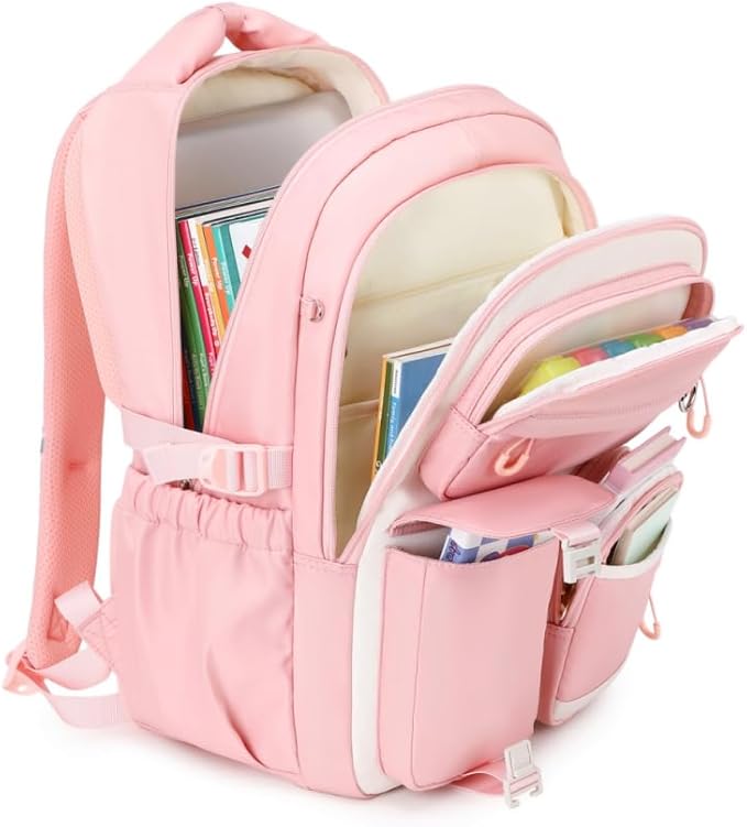 MUSEVOS Kids Backpack for Girls Aged 6-14, Kindergarten Elementary Middle School Backpack, Cute Bookbag Multi-Compartment, Water-resistant