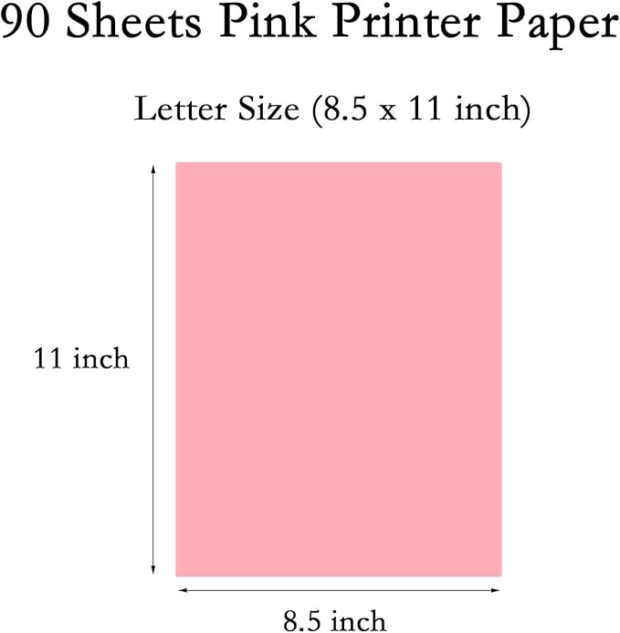 Pink Paper 8.5 x 11 Colored Printer Paper, Colorful Copy Paper Letter Size, Lightweight Color Construction Paper for Arts Crafts DIY Origami School Office Supplies