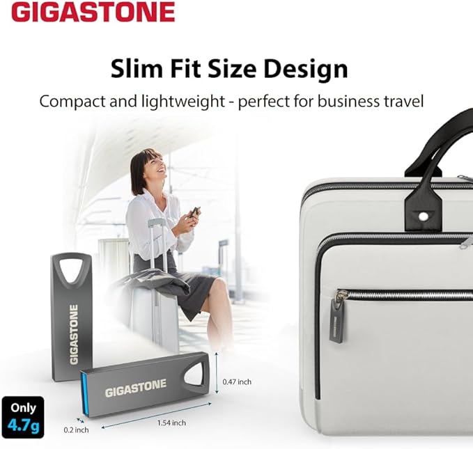 GIGASTONE 256GB Slim Fit Flash Drive (2 Pack) Z70 USB 3.2 Gen 1, 120MB/s Ultra Fast, Nickel Metal Design, Data Storage, Backup for PC/Mac/TV/Car Audio, USB 2.0/3.0/3.1 Compatible