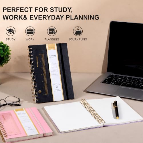Yoment Graph Paper Spiral Notebook, 3 Pack, 160 Pages per Pack