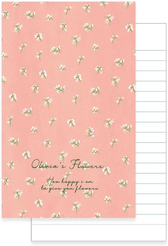Monolike Olivia's Flowers Paperback Line Notebook - 03. Pink_Design note, Mini note, Simple note, Notebook, 192 Pages, 4.13x6.69