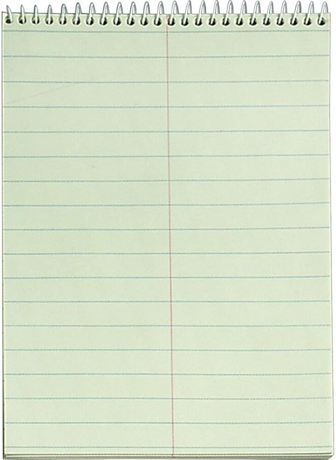 TOPS Steno Books, 6" x 9", Gregg Rule, Green Tint Paper, 60 Sheets, 12 Pack (8001)