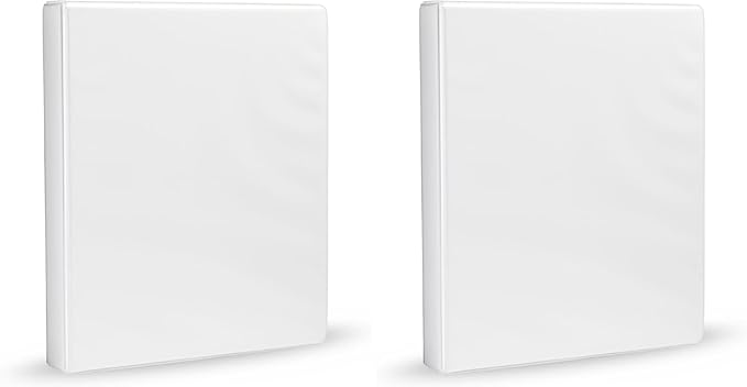 Amazon Basics 3-Ring Binder, 1-Inch, Customizable, with Pockets for Organization, White, 2-Pack