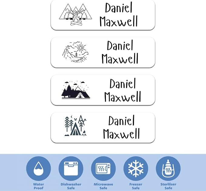 Custom Waterproof Dishwasher Safe Kid Name Labels for Daycare(128 Pack), Camp, School Supply, Baby Bottles, Lunch Boxes and Cups, Travel. Cute Personalized Design Name Stickers (Pattern 13)
