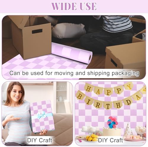 Purple Checkered Bulletin Board Roll Non-Woven Fabric Poster 15.7" x65.6ft