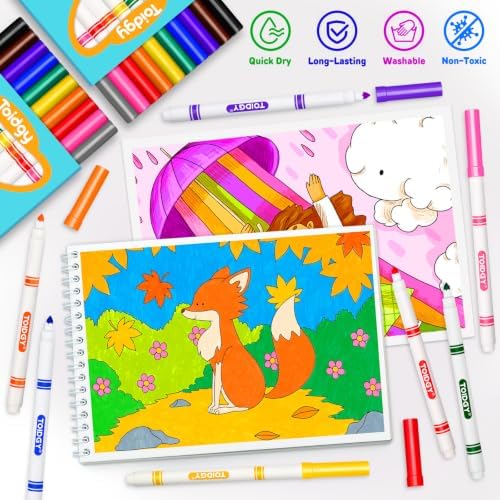 12 Pack Washable Markers Bulk with 10 Colors for Kids, School Supplies