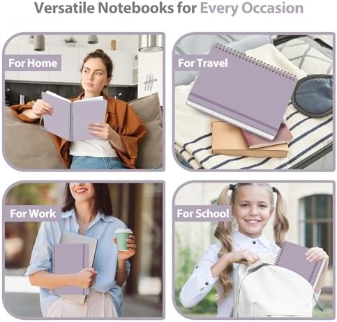 A5 Lined Spiral Journal Notebook, 146 Pages Hardcover Notebook with 100 GSM Thick Paper, Inner Pocket & Elastic Closure, 5.7" x 7.9", Notebooks for Work, School, College, Office, Journaling & Note Taking