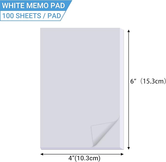 zmybcpack 20 Pack Note Pads Memo Pads 4”x6”- 100 Sheets Each Paper Notepads- Small Memo Scratch Pad Writing pads To Do Grocery List