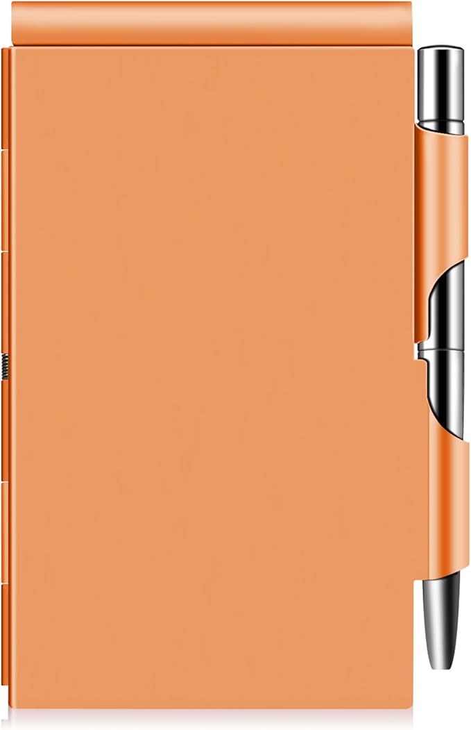 amassan Metal Small Notebook, Mini Notepad, Small Pocket Notepad Aluminum Note Case with Mini Metal Pen and 60-Page Sheets - Memo Books Note Pads(Gold)
