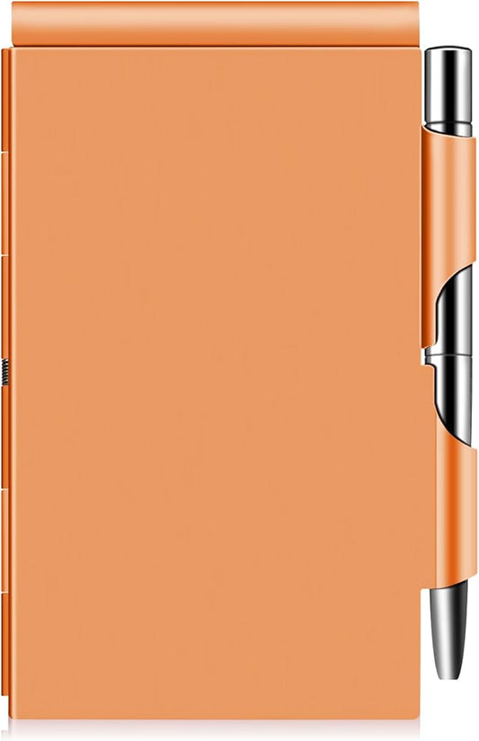amassan Metal Small Notebook, Mini Notepad, Small Pocket Notepad Aluminum Note Case with Mini Metal Pen and 60-Page Sheets - Memo Books Note Pads(Gold)
