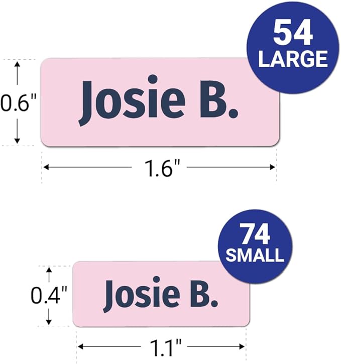Kids Personalized Name Labels for School, Camp, Daycare (128 Labels) Custom Peel and Stick Waterproof Name Tags Stickers for Water Bottles, Lunch Boxes, Clothing, School Supplies (Flower Petal Colors)