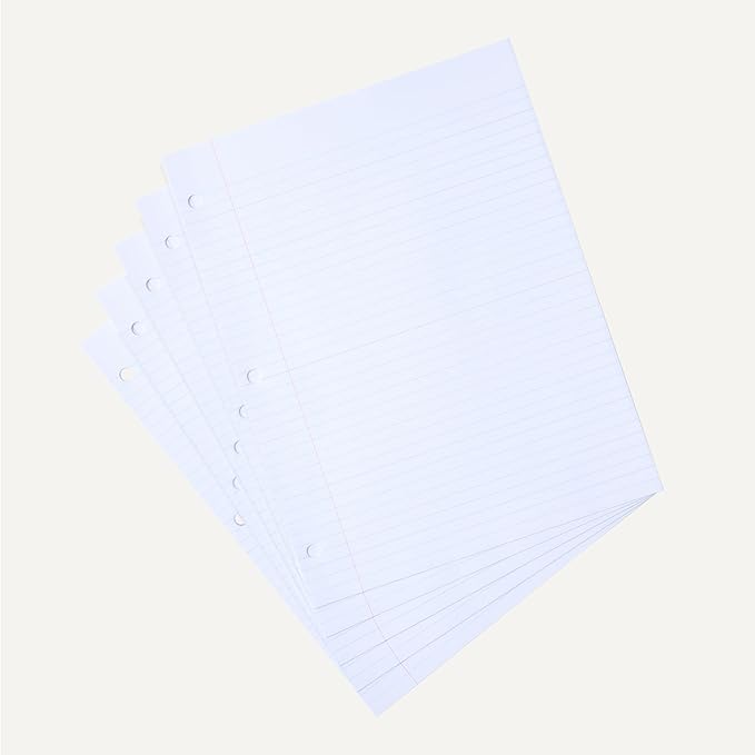 Amazon Basics College Ruled Loose Leaf Binder Paper, 11" x 8.5", 100 Sheets, White, 6-Pack