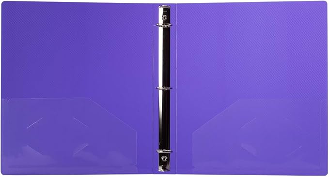 JAM PAPER Plastic 1 inch Binder - Purple 3 Ring Binder - Sold Individually