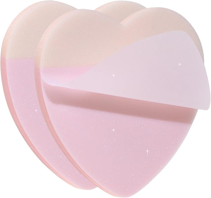 ONLYKXY Glitter Heart Shape Transparent Sticky Notes for Annotating,2.8in Pastel Color Waterproof Index Sticker Self-Stick Book Tabs Soft PET Marker Memo Pad for Home School Office (2, Pink)