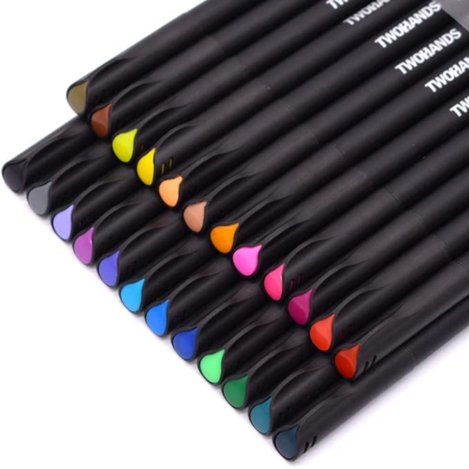 TWOHANDS Journal Pens,Colored Planner Pens,Fine Tip,Fineliner,Fine Point Markers for Journaling,Writing,Coloring,Drawing,24 Colors 902171