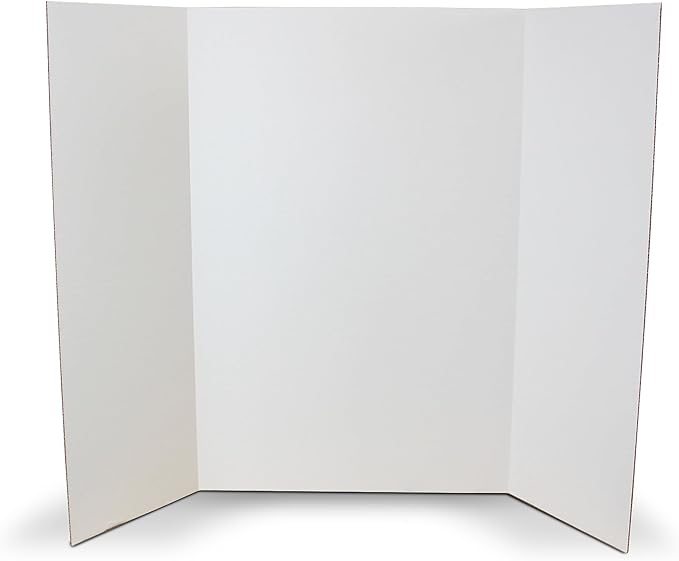 Flipside Products Science Fair Project Board Kit – 28" x 40" White Trifold Boards with Black Title Letters – Classroom & School Project Display – 4 Pack
